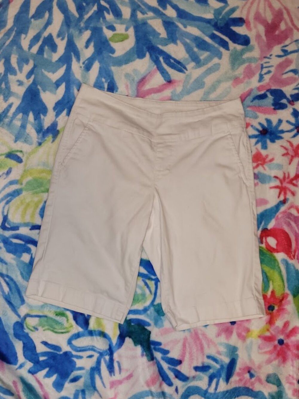 Jag Jeans Classic Fit White Bermuda Shorts Size 10 Cotton Stretch 10" Inseam